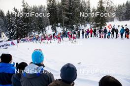 28.12.2019, Lenzerheide, Switzerland (SUI): Group after the start (l-r)  - FIS world cup cross-country, tour de ski, mass women, Lenzerheide (SUI). www.nordicfocus.com. © Modica/NordicFocus. Every downloaded picture is fee-liable.