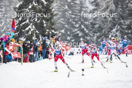28.12.2019, Lenzerheide, Switzerland (SUI): Therese Johaug (NOR), Heidi Weng (NOR), Astrid Uhrenholdt Jacobsen (NOR), (l-r)  - FIS world cup cross-country, tour de ski, mass women, Lenzerheide (SUI). www.nordicfocus.com. © Modica/NordicFocus. Every downloaded picture is fee-liable.