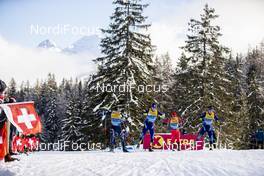 28.12.2019, Lenzerheide, Switzerland (SUI): Maicol Rastelli (ITA), Vladislav Kovalyov (KAZ), Michail Semenov (BLR), Asset Dyussenov (KAZ), (l-r)  - FIS world cup cross-country, tour de ski, mass women, Lenzerheide (SUI). www.nordicfocus.com. © Modica/NordicFocus. Every downloaded picture is fee-liable.