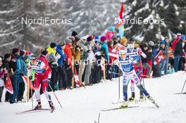 28.12.2019, Lenzerheide, Switzerland (SUI): Astrid Uhrenholdt Jacobsen (NOR), Ebba Andersson (SWE), Ingvild Flugstad Oestberg (NOR), (l-r), (l-r)  - FIS world cup cross-country, tour de ski, mass women, Lenzerheide (SUI). www.nordicfocus.com. © Modica/NordicFocus. Every downloaded picture is fee-liable.