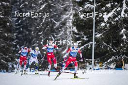 28.12.2019, Lenzerheide, Switzerland (SUI): Ingvild Flugstad Oestberg (NOR), Astrid Uhrenholdt Jacobsen (NOR), Ebba Andersson (SWE), Heidi Weng (NOR), (l-r), (l-r)  - FIS world cup cross-country, tour de ski, mass women, Lenzerheide (SUI). www.nordicfocus.com. © Modica/NordicFocus. Every downloaded picture is fee-liable.