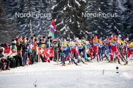 28.12.2019, Lenzerheide, Switzerland (SUI): Federico Pellegrino (ITA), Emil Iversen (NOR), Gleb Retivykh (RUS), Alexander Bolshunov (RUS), (l-r)  - FIS world cup cross-country, tour de ski, mass men, Lenzerheide (SUI). www.nordicfocus.com. © Modica/NordicFocus. Every downloaded picture is fee-liable.