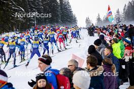 28.12.2019, Lenzerheide, Switzerland (SUI): Group after the start (l-r)  - FIS world cup cross-country, tour de ski, mass women, Lenzerheide (SUI). www.nordicfocus.com. © Modica/NordicFocus. Every downloaded picture is fee-liable.