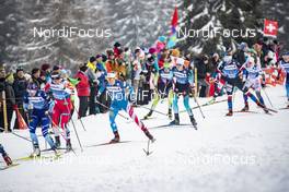 28.12.2019, Lenzerheide, Switzerland (SUI): Kerttu Niskanen (FIN), Tiril Udnes Weng (NOR), Rosie Brennan (USA), Delphine Claudel (FRA), (l-r), (l-r)  - FIS world cup cross-country, tour de ski, mass women, Lenzerheide (SUI). www.nordicfocus.com. © Modica/NordicFocus. Every downloaded picture is fee-liable.