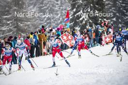 28.12.2019, Lenzerheide, Switzerland (SUI): Maiken Caspersen Falla (NOR), Stina Nilsson (SWE), Kari Oeyre Slind (NOR), (l-r), (l-r)  - FIS world cup cross-country, tour de ski, mass women, Lenzerheide (SUI). www.nordicfocus.com. © Modica/NordicFocus. Every downloaded picture is fee-liable.