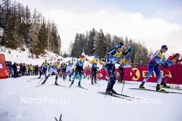 28.12.2019, Lenzerheide, Switzerland (SUI): Giandomenico Salvadori (ITA), Dario Cologna (SUI), Renaud Jay (FRA), Calle Halfvarsson (SWE), (l-r)  - FIS world cup cross-country, tour de ski, mass women, Lenzerheide (SUI). www.nordicfocus.com. © Modica/NordicFocus. Every downloaded picture is fee-liable.