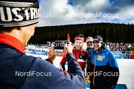 26.01.2020, Pokljuka, Slovenia (SLO): Simon Eder (AUT), Didi Wolff (AUT), ORF, Christoph Sumann (AUT), (l-r) -  IBU world cup biathlon, mass men, Pokljuka (SLO). www.nordicfocus.com. © Manzoni/NordicFocus. Every downloaded picture is fee-liable.