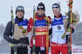 05.01.2019, Otepaeae, Estonia (EST): Akito Watabe (JPN), Jarl Magnus Riiber (NOR), Martin Fritz (AUT) - FIS world cup nordic combined, individual gundersen HS100/10km, Otepaeae (EST). www.nordicfocus.com. © Thibaut/NordicFocus. Every downloaded picture is fee-liable.
