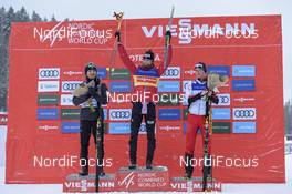 05.01.2019, Otepaeae, Estonia (EST): Akito Watabe (JPN), Jarl Magnus Riiber (NOR), Martin Fritz (AUT), (l-r) - FIS world cup nordic combined, individual gundersen HS100/10km, Otepaeae (EST). www.nordicfocus.com. © Thibaut/NordicFocus. Every downloaded picture is fee-liable.