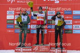 06.01.2019, Otepaeae, Estonia (EST): Johannes Rydzek (GER), Jarl Magnus Riiber (NOR), Akito Watabe (JPN), (l-r) - FIS world cup nordic combined, individual gundersen HS100/10km, Otepaeae (EST). www.nordicfocus.com. © Thibaut/NordicFocus. Every downloaded picture is fee-liable.