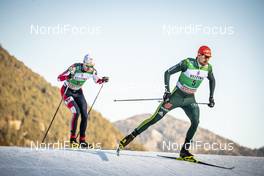 11.01.2019, Val di Fiemme, Italy (ITA): Johannes Rydzek (GER), Joergen Graabak (NOR), (l-r)  - FIS world cup nordic combined, individual gundersen HS135/10km, Val di Fiemme (ITA). www.nordicfocus.com. © Modica/NordicFocus. Every downloaded picture is fee-liable.