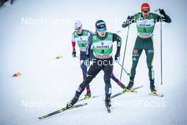 11.01.2019, Val di Fiemme, Italy (ITA): Akito Watabe (JPN), Johannes Rydzek (GER), Joergen Graabak (NOR), (l-r)  - FIS world cup nordic combined, individual gundersen HS135/10km, Val di Fiemme (ITA). www.nordicfocus.com. © Modica/NordicFocus. Every downloaded picture is fee-liable.