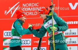 13.01.2019, Val di Fiemme, Italy (ITA): Johannes Rydzek, Vinzenz Geiger (l-r) - FIS world cup nordic combined, individual gundersen HS135/10km, Val di Fiemme (ITA). www.nordicfocus.com. © Volk/NordicFocus. Every downloaded picture is fee-liable.