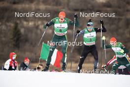 13.01.2019, Val di Fiemme, Italy (ITA): Johannes Rydzek (GER), Akito Watabe (JPN), Vinzenz Geiger (GER), (l-r)  - FIS world cup nordic combined, individual gundersen HS135/10km, Val di Fiemme (ITA). www.nordicfocus.com. © Modica/NordicFocus. Every downloaded picture is fee-liable.