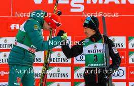 13.01.2019, Val di Fiemme, Italy (ITA): Vinzenz Geiger, Akito Watabe (l-r) - FIS world cup nordic combined, individual gundersen HS135/10km, Val di Fiemme (ITA). www.nordicfocus.com. © Volk/NordicFocus. Every downloaded picture is fee-liable.