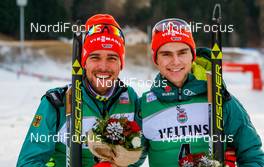13.01.2019, Val di Fiemme, Italy (ITA): Johannes Rydzek, Vinzenz Geiger (l-r)  - FIS world cup nordic combined, individual gundersen HS135/10km, Val di Fiemme (ITA). www.nordicfocus.com. © Volk/NordicFocus. Every downloaded picture is fee-liable.