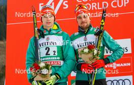 12.01.2019, Val di Fiemme, Italy (ITA): Vinzenz Geiger, Johannes Rydzek (l-r) - FIS world cup nordic combined, team sprint HS135/2x7.5km, Val di Fiemme (ITA). www.nordicfocus.com. © Volk/NordicFocus. Every downloaded picture is fee-liable.