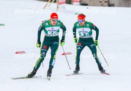 12.01.2019, Val di Fiemme, Italy (ITA): Vinzenz Geiger, Johannes Rydzek (l-r)  - FIS world cup nordic combined, team sprint HS135/2x7.5km, Val di Fiemme (ITA). www.nordicfocus.com. © Volk/NordicFocus. Every downloaded picture is fee-liable.