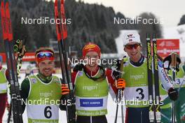 18.01.2019, Chaux-Neuve, France (FRA): Fabian Riessle (GER), Franz-Josef Rehrl (AUT), Espen Bjoernstad (NOR) (l-r) - FIS world cup nordic combined, individual gundersen HS118/5km, Chaux-Neuve (FRA). www.nordicfocus.com. © Volk/NordicFocus. Every downloaded picture is fee-liable.