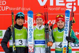 19.01.2019, Chaux-Neuve, France (FRA): Akito Watabe, Franz-Josef Rehrl, Fabian Riessle (l-r) - FIS world cup nordic combined, individual gundersen HS118/10km, Chaux-Neuve (FRA). www.nordicfocus.com. © Volk/NordicFocus. Every downloaded picture is fee-liable.
