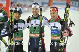 10.02.2019 Lahti, Finland (FIN): Mario Seidl (AUT), Joergen Graabak (NOR), Akito Watabe (JPN) - FIS world cup nordic combined, individual gundersen HS130/10km, Lahti (FIN). www.nordicfocus.com. © Thibaut/NordicFocus. Every downloaded picture is fee-liable.