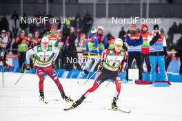 09.02.2019 Lahti, Finland (FIN): Szczepan Kupczak (POL), Johannes Lamparter (AUT), (l-r)  - FIS world cup nordic combined, team sprint HS130/2x7.5km, Lahti (FIN). www.nordicfocus.com. © Modica/NordicFocus. Every downloaded picture is fee-liable.