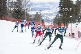 09.03.2019, Oslo, Norway (NOR): Fabian Riessle (GER), Vinzenz Geiger (GER), Eero Hirvonen (FIN), Julian Schmid (GER), (l-r)  - FIS world cup nordic combined, individual gundersen HS134/10km, Oslo (NOR). www.nordicfocus.com. © Modica/NordicFocus. Every downloaded picture is fee-liable.