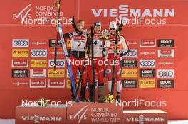 16.03.2019, Schonach, Germany (GER): Lukas Greiderer (AUT), Bernhard Gruber (AUT), Jarl Magnus Riiber (NOR), (l-r) - FIS world cup nordic combined, individual gundersen HS106/10km, Schonach (GER). www.nordicfocus.com. © Thibaut/NordicFocus. Every downloaded picture is fee-liable.