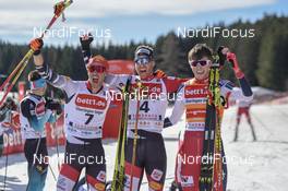 16.03.2019, Schonach, Germany (GER): Lukas Greiderer (AUT), Bernhard Gruber (AUT), Jarl Magnus Riiber (NOR) - FIS world cup nordic combined, individual gundersen HS106/10km, Schonach (GER). www.nordicfocus.com. © Thibaut/NordicFocus. Every downloaded picture is fee-liable.