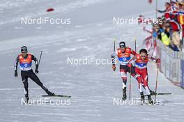28.02.2019, Seefeld, Austria (AUT): Akito Watabe (JPN), Bernhard Gruber (AUT), Jarl Magnus Riiber (NOR) - FIS nordic world ski championships, nordic combined, individual gundersen HS109/10km, Seefeld (AUT). www.nordicfocus.com. © THIBAUT/NordicFocus. Every downloaded picture is fee-liable.
