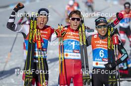 28.02.2019, Seefeld, Austria (AUT): Bernhard Gruber (AUT), Jarl Magnus Riiber (NOR), Akito Watabe (JPN) - FIS nordic world ski championships, nordic combined, individual gundersen HS109/10km, Seefeld (AUT). www.nordicfocus.com. © THIBAUT/NordicFocus. Every downloaded picture is fee-liable.