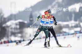 22.02.2019, Seefeld, Austria (AUT): Fabian Riessle (GER), Akito Watabe (JPN), (l-r)  - FIS nordic world ski championships, nordic combined, individual gundersen HS130/10km, Seefeld (AUT). www.nordicfocus.com. © Modica/NordicFocus. Every downloaded picture is fee-liable.