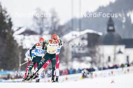 22.02.2019, Seefeld, Austria (AUT): Johannes Rydzek (GER), Vinzenz Geiger (GER), (l-r)  - FIS nordic world ski championships, nordic combined, individual gundersen HS130/10km, Seefeld (AUT). www.nordicfocus.com. © Modica/NordicFocus. Every downloaded picture is fee-liable.