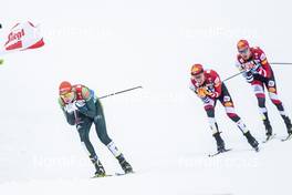 22.02.2019, Seefeld, Austria (AUT): Eric Frenzel (GER), Franz-Josef Rehrl (AUT), Mario Seidl (AUT), (l-r)  - FIS nordic world ski championships, nordic combined, individual gundersen HS130/10km, Seefeld (AUT). www.nordicfocus.com. © Modica/NordicFocus. Every downloaded picture is fee-liable.