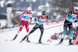 22.02.2019, Seefeld, Austria (AUT): Jarl Magnus Riiber (NOR), Akito Watabe (JPN), (l-r)  - FIS nordic world ski championships, nordic combined, individual gundersen HS130/10km, Seefeld (AUT). www.nordicfocus.com. © Modica/NordicFocus. Every downloaded picture is fee-liable.