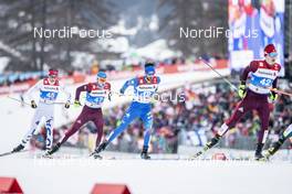 22.02.2019, Seefeld, Austria (AUT): Ben Loomis (USA), Viacheslav Barkov (RUS), Raffaele Buzzi (ITA), Vitalii Ivanov (RUS), (l-r)  - FIS nordic world ski championships, nordic combined, individual gundersen HS130/10km, Seefeld (AUT). www.nordicfocus.com. © Modica/NordicFocus. Every downloaded picture is fee-liable.