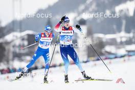 22.02.2019, Seefeld, Austria (AUT): Samuel Costa (ITA), Tim Hug (SUI), (l-r)  - FIS nordic world ski championships, nordic combined, individual gundersen HS130/10km, Seefeld (AUT). www.nordicfocus.com. © Modica/NordicFocus. Every downloaded picture is fee-liable.