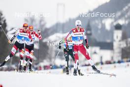 22.02.2019, Seefeld, Austria (AUT): Franz-Josef Rehrl (AUT), Mario Seidl (AUT), Eric Frenzel (GER), Jan Schmid (NOR), (l-r)  - FIS nordic world ski championships, nordic combined, individual gundersen HS130/10km, Seefeld (AUT). www.nordicfocus.com. © Modica/NordicFocus. Every downloaded picture is fee-liable.