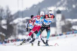 22.02.2019, Seefeld, Austria (AUT): Yoshito Watabe (JPN), Antoine Gerard (FRA), Jarl Magnus Riiber (NOR), (l-r)  - FIS nordic world ski championships, nordic combined, individual gundersen HS130/10km, Seefeld (AUT). www.nordicfocus.com. © Modica/NordicFocus. Every downloaded picture is fee-liable.