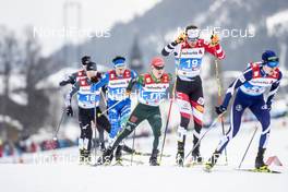 22.02.2019, Seefeld, Austria (AUT): Aaron Kostner (ITA), Manuel Faisst (GER), Bernhard Gruber (AUT), (l-r)  - FIS nordic world ski championships, nordic combined, individual gundersen HS130/10km, Seefeld (AUT). www.nordicfocus.com. © Modica/NordicFocus. Every downloaded picture is fee-liable.