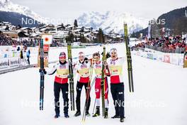 02.03.2019, Seefeld, Austria (AUT): Espen Bjoernstad (NOR), Jan Schmid (NOR), Joergen Graabak (NOR), Jarl Magnus Riiber (NOR), (l-r)  - FIS nordic world ski championships, nordic combined, team HS109/4x5km, Seefeld (AUT). www.nordicfocus.com. © Modica/NordicFocus. Every downloaded picture is fee-liable.
