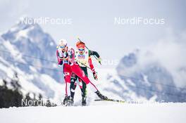 02.03.2019, Seefeld, Austria (AUT): Joergen Graabak (NOR), Fabian Riessle (GER), (l-r)  - FIS nordic world ski championships, nordic combined, team HS109/4x5km, Seefeld (AUT). www.nordicfocus.com. © Modica/NordicFocus. Every downloaded picture is fee-liable.