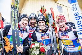 02.03.2019, Seefeld, Austria (AUT): Bernhard Gruber (AUT), Mario Seidl (AUT), Franz-Josef Rehrl (AUT), Lukas Klapfer (AUT), (l-r)  - FIS nordic world ski championships, nordic combined, team HS109/4x5km, Seefeld (AUT). www.nordicfocus.com. © Modica/NordicFocus. Every downloaded picture is fee-liable.