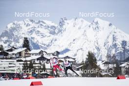 24.02.2019, Seefeld, Austria (AUT): Jan Schmid (NOR), Yoshito Watabe (JPN), (l-r)  - FIS nordic world ski championships, nordic combined, team sprint HS130/2x7.5km, Seefeld (AUT). www.nordicfocus.com. © Modica/NordicFocus. Every downloaded picture is fee-liable.