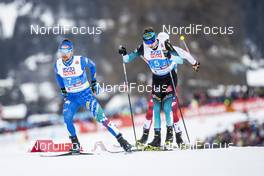 24.02.2019, Seefeld, Austria (AUT): Alessandro Pittin (ITA), Maxime Laheurte (FRA), (l-r)  - FIS nordic world ski championships, nordic combined, team sprint HS130/2x7.5km, Seefeld (AUT). www.nordicfocus.com. © Modica/NordicFocus. Every downloaded picture is fee-liable.