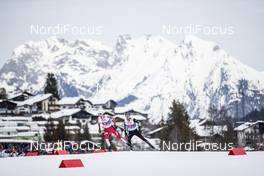 24.02.2019, Seefeld, Austria (AUT): Jan Schmid (NOR), Yoshito Watabe (JPN), (l-r)  - FIS nordic world ski championships, nordic combined, team sprint HS130/2x7.5km, Seefeld (AUT). www.nordicfocus.com. © Modica/NordicFocus. Every downloaded picture is fee-liable.