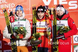 30.11.2019, Ruka, Finland (FIN): Vinzenz Geiger (GER), Jarl Magnus Riiber (NOR), Jens Luraas Oftebro (NOR), (l-r) - FIS world cup nordic combined, individual gundersen HS142/10km, Ruka (FIN). www.nordicfocus.com. © Modica/NordicFocus. Every downloaded picture is fee-liable.