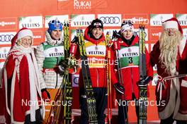 30.11.2019, Ruka, Finland (FIN): Vinzenz Geiger (GER), Jarl Magnus Riiber (NOR), Jens Luraas Oftebro (NOR), (l-r) - FIS world cup nordic combined, individual gundersen HS142/10km, Ruka (FIN). www.nordicfocus.com. © Modica/NordicFocus. Every downloaded picture is fee-liable.
