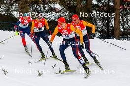 22.12.2019, Ramsau, Austria (AUT): Tomas Portyk (CZE), Jakob Lange (GER), Julian Schmid (GER), Johannes Rydzek (GER) (l-r)  - FIS world cup nordic combined, individual gundersen HS98/10km, Ramsau (AUT). www.nordicfocus.com. © Volk/NordicFocus. Every downloaded picture is fee-liable.