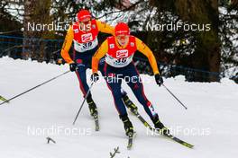 22.12.2019, Ramsau, Austria (AUT): Johannes Rydzek (GER), Julian Schmid (GER) (l-r) - FIS world cup nordic combined, individual gundersen HS98/10km, Ramsau (AUT). www.nordicfocus.com. © Volk/NordicFocus. Every downloaded picture is fee-liable.